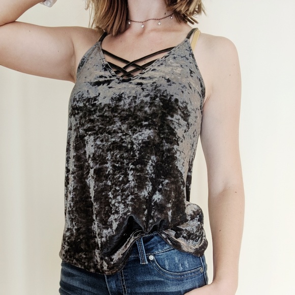 Velvet dark green american eagle tank top - Picture 3 of 5